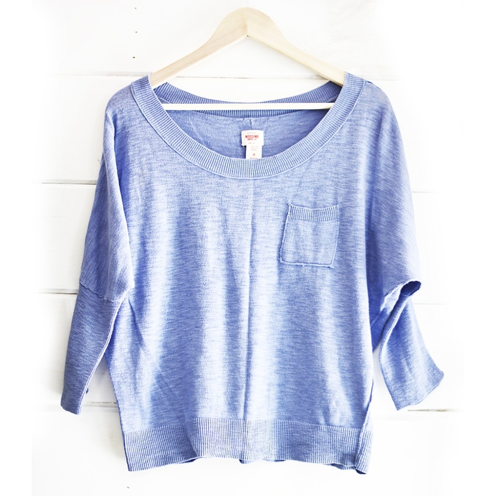 100% Cotton Blue Knit Top Size M